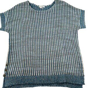 Simply Noelle Women's Sweater size L/XL Pullover Short Sleeves Blue